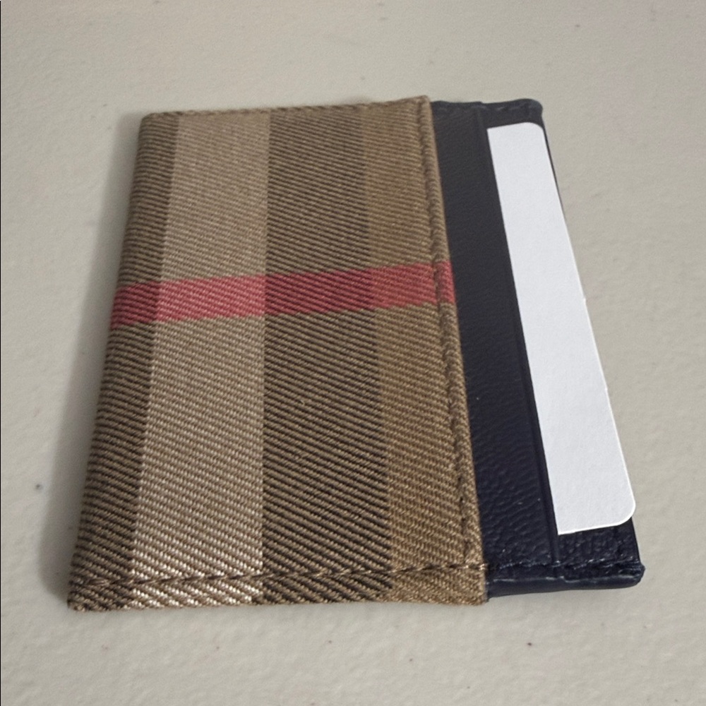 NEW $260 Burberry Beige and Red Check Card Holder nova check DARK NAVY BLUE - Picture 5 of 7